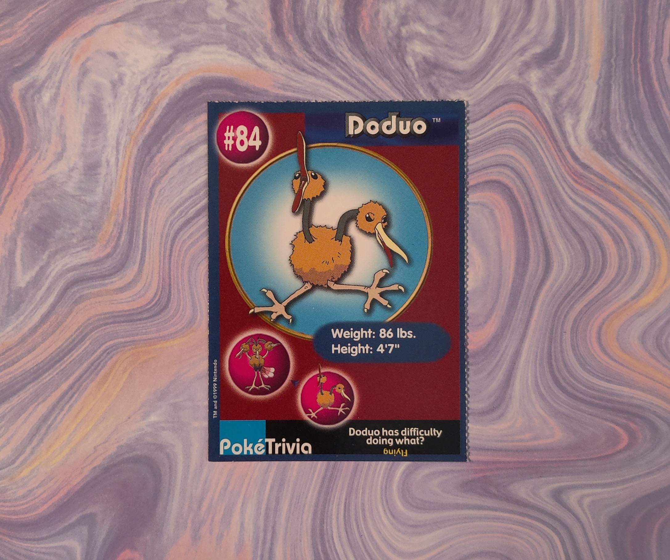Vintage 1999 Poketrivia Doduo Card - Etsy
