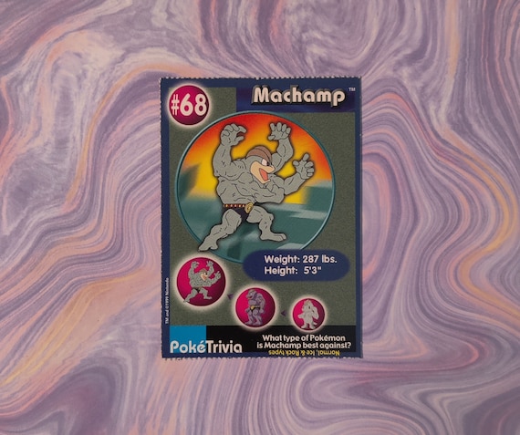 1999 machamp pokemon card value proof acrylic case and featuring a striking image of the captivating character Vintage 1999 Poketrivia Machamp Card