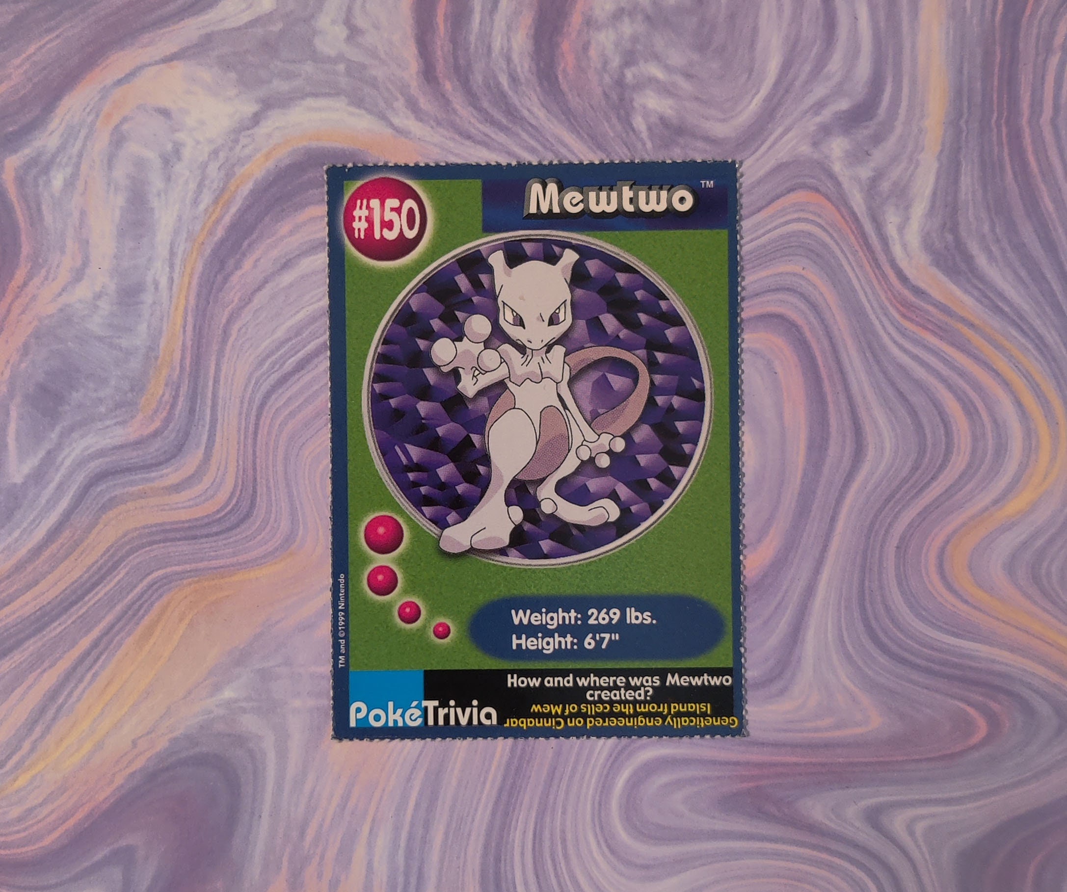 Vintage 1999 Poketrivia Mewtwo Card - Etsy