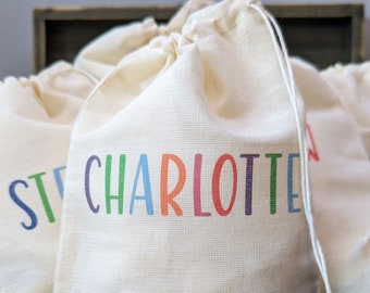 Personalised Kids Name Goodie Bag, 6 Mixed Colour Options