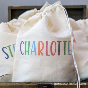 Personalised Kids Name Goodie Bag, 6 mixed colour design options to choose from