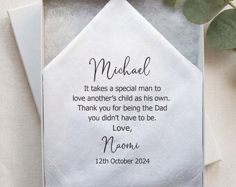Stepfather Printed Wedding Handkerchief -  4 Poem Options