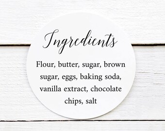 Ingredient List Sticker Labels