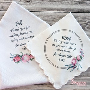 Australian Native Parents of the Bride Wedding Handkerchief Set - includes gift packaging.