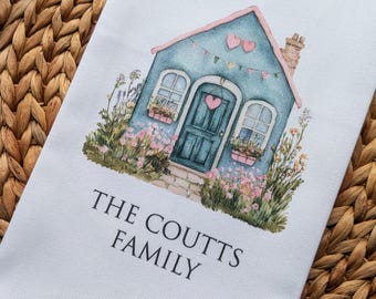 Happy Home Personalised Tea Towel