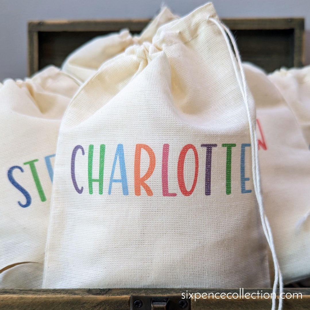 Personalised Kids Name Goodie Bag, 6 Mixed Colour Design Options to Choose From Etsy Australia