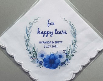 For Happy Tears Printed Hankerchief, Bride Gift, Bridesmaid Gift