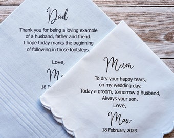 Parents of the Groom Wedding Handkerchief Classic Set