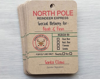 Personalised Santa Gift Tags: North Pole Reindeer Express