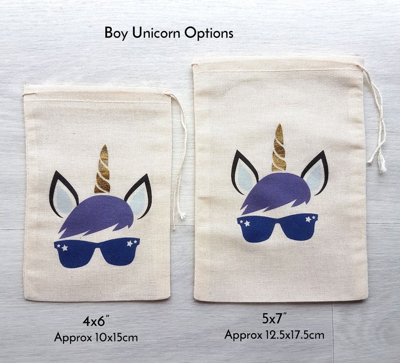 Unicorn Party favor bags with Gold Foil Horn image 3