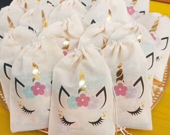 Unicorn Party favor bags with Gold Foil Horn