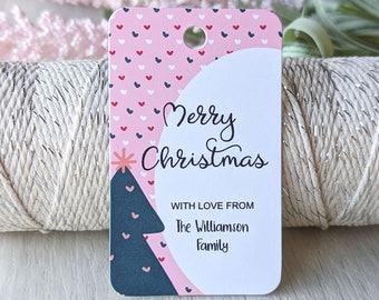 Christmas Personalised Pink Themed Printed Gift Tags