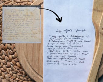 Custom Handwritten Recipe Tea Towel, Sentimental Keepsake