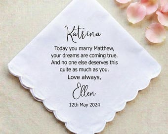 Personalised Wedding Handkerchief Gift: Bride Keepsake