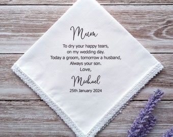 Mother of the Groom Printed Wedding Hanky - 3 Poem Options