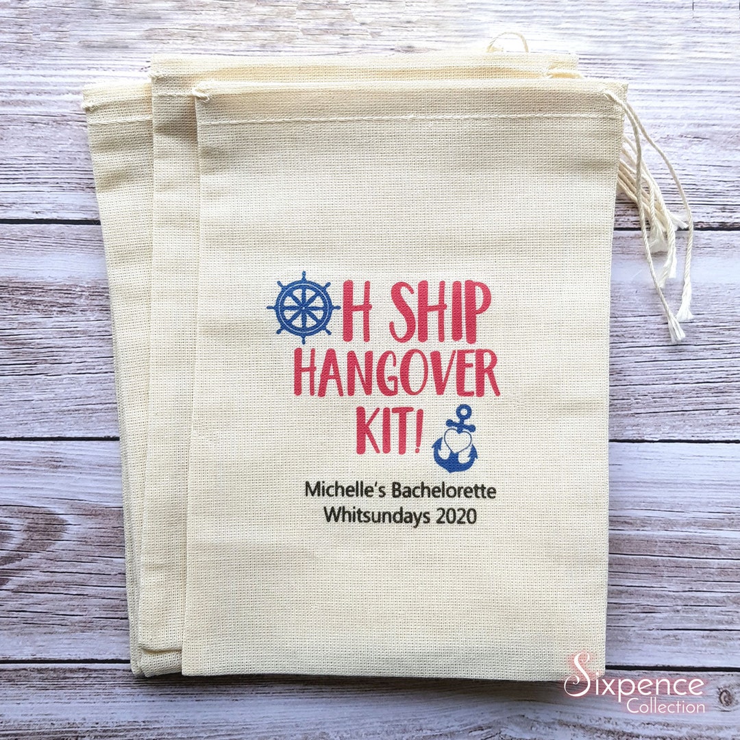 Oh Ship Hangover Kit Personalised Muslin Party Bags - Etsy Australia