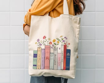 Personalized Books Tote Bag, Custom Book Tote Bag, Book Lover Tote Bag, Trendy Aesthetic For Book Lovers, Book Lover Bag, Gift for her, Teen