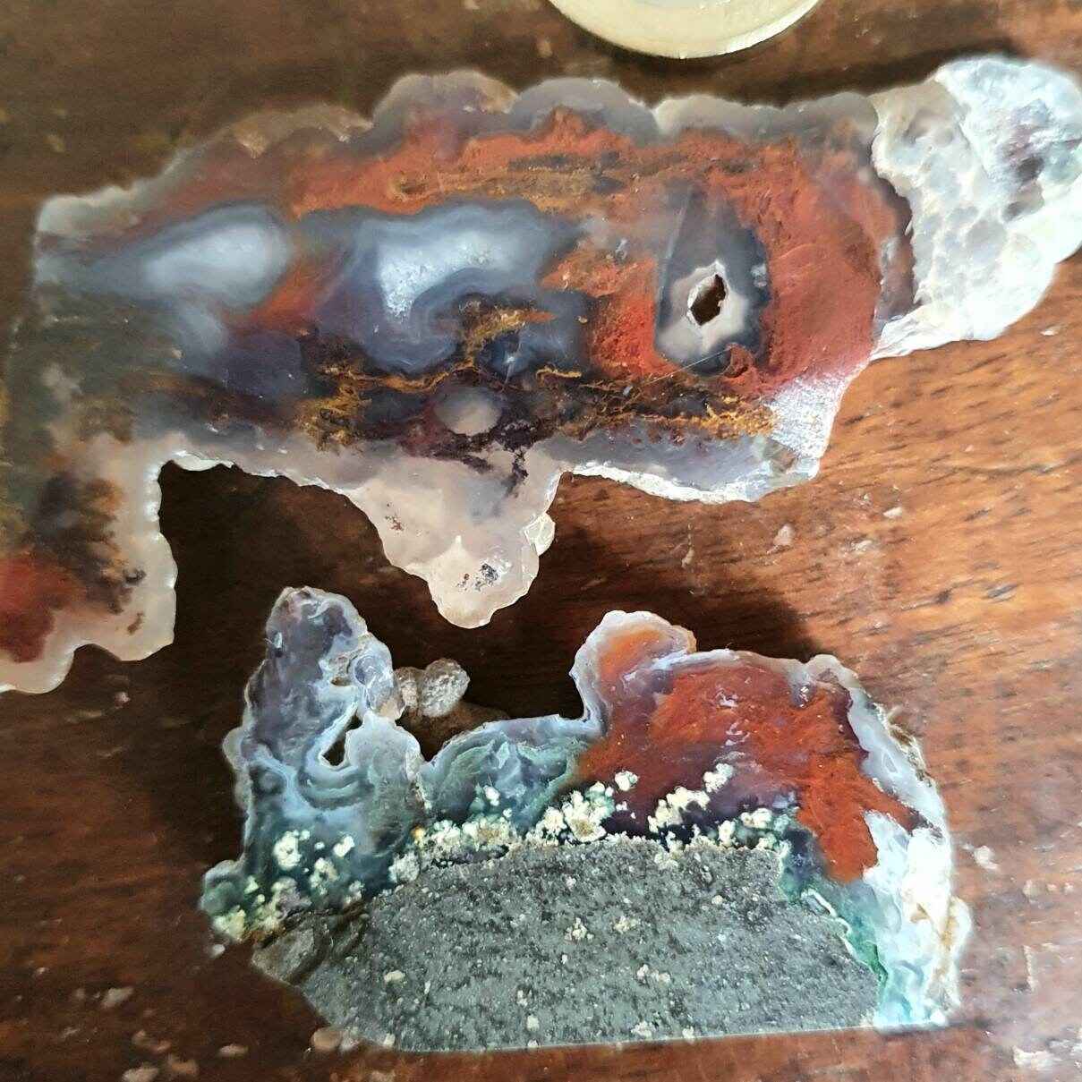 Deux Petites Plaques d'agate Mousse d'indonésie.