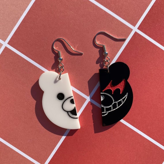 Danganronpa Monokuma Inspired Split Acrylic Earrings