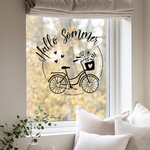 Aufkleber Hallo Sommer, Sticker, Aufkleber Sommer, Fensterbild, Windlicht,Geschenk, Sommer, Spiegelaufkleber, Sommerdekoration