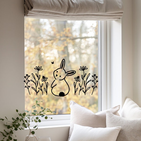 Osteraufkleber, Sticker,  Hallo Frühling, Spring, Ostern, Ostersticker, Fensterbild, Fensteraufkleber,  Hasenaufkleber,Aufkleber