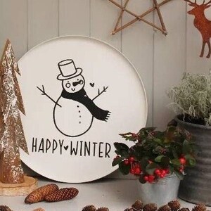 Winteraufkleber Happy Winter Schneemann, Aufkleber, Sticker, Winter, Schneemann,Fensteraufkleber, Fensterbild, Aufkleber für Windlicht,