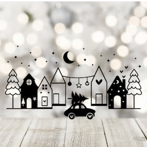 Weihnachtsaufkleber, Winterstadt Aufkleber,Sticker,Weihnachtsdorf Aufkleber, weihnachtliche Dekoration, Rub - On Sticker, Winterdeko Sticker