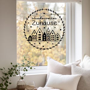 Aufkleber Häuser Kranz wundervolles Zuhause  Kranz Sticker,Fensterbild,Aufkleber für Windlicht, Aufkleber für Fenster und Türen, Dekoration