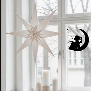 Fensterbild Mädchen im Mond, Kinderzimmerdekoration, Kinderzimmer ,Sticker, Bild für Kinderzimmer, Fensterdekoration, Fensterbild für Kinder