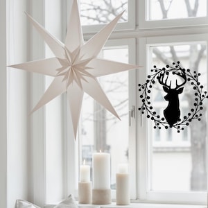 Kranz Aufkleber, Aufkleber Hirsch, Hirschkopf, Winter, Fensterbild, Winteraufkleber, Zeitlos schöne Dekoration für Advent und Weihnachten