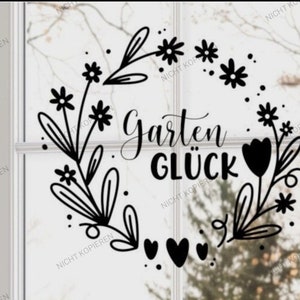 Aufkleber Gartenglück, Sticker für Fenster, Fensteraufkleber, Fensterbild Garten, Sommerdekoration, sommerliche Tischdeko, Sticker Gießkanne