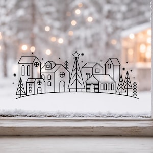 Winter village stickers, Christmas stickers, winter stickers, window stickers, window clings, stickers for glass, mirror stickers image 1