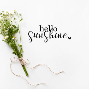 Strahlende 'Hello Sunshine' Aufkleber in eleganter Schreibschrift - Perfekte Fensterdeko.  Verwandle dein Zuhause mit unserem bezaubernden 'Hello Sunshine' Aufkleber! Dieser atemberaubende Sticker, in der Größe 8x20 cm, zaubert mit seiner eleganten Schreibschrift ein Lächeln auf jedes Gesicht. Ideal als Fensterbild.