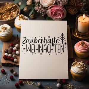 Weihnachtsaufkleber zauberhafte Weihnachten, Weihnachtsfensterbild, weihnachtliche Dekoidee, Rub- ON Sticker Geschenk in Advent