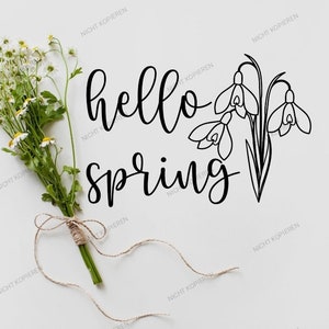 Aufkleber, Sticker, Hello Spring, Frühling, Hallo Frühling, Schneeglöckchen,Fensteraufkleber, Fensterbild, Aufkleber für Windlicht,