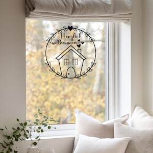 Aufkleber Herzlich Willkommen, Aufkleber für den Eingang,Fensteraufkleber, Fensterbild, Rub- On Sticker, Willkommen Aufkleber