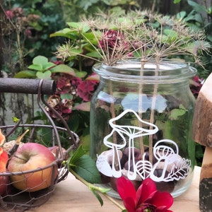 Herbstaufkleber für ein schönes Zuhause, Pilz- Sticker zum dekorieren auf Gläsern, Herbst DIY, schnelle Herbstdekoration, herbstliche Deko