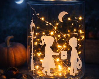 Autumn Stickers for Kids' Lanterns | DIY Autumn Lantern Decorations | Halloween Glass Lantern | Autumn Craft Idea for Kids | St. Martin's Day