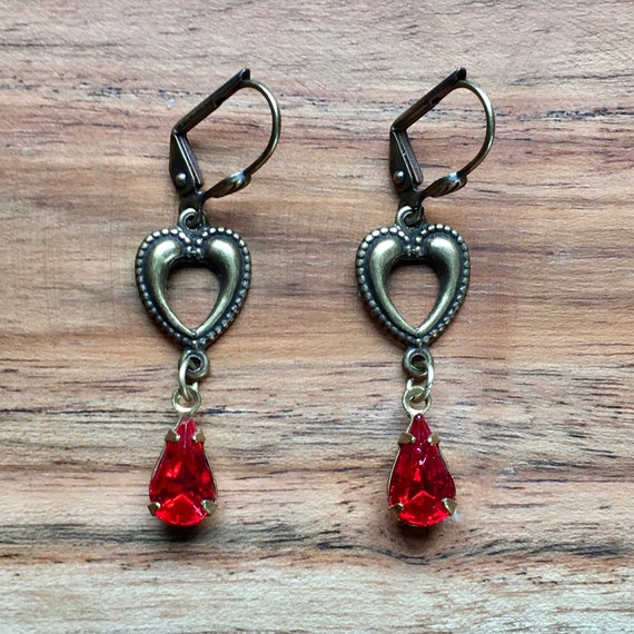Vintage Sterling Silver Art Glass Drop Earrings
