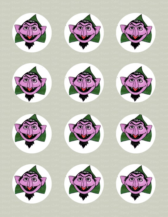 Sesame Street Count von Count Face Edible Icing Cupcake, Cookie, & Cake Pop Decor Toppers - SS8 Il_570xn