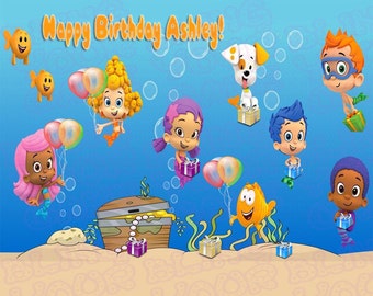 Bubble Guppies Inspired Edible Icing Quarter Sheet Cake Decor Topper