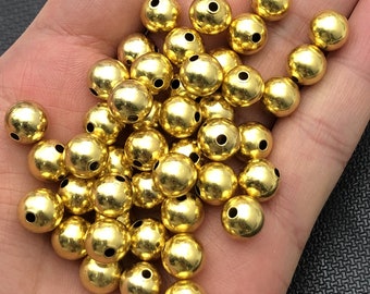 Raw Brass Industr\u0131al Solid Ball Bead With Handle 6 x 8 mm Hole 2.3 mm