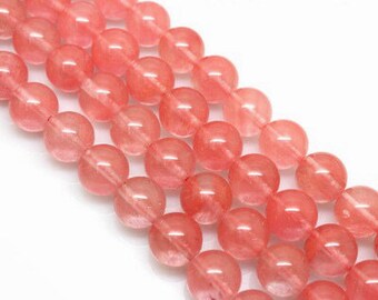 Natural Red Cherry Quartz Gemstone Round Beads 15.5'' 2mm 4mm 6mm 8mm 10mm 12mm 