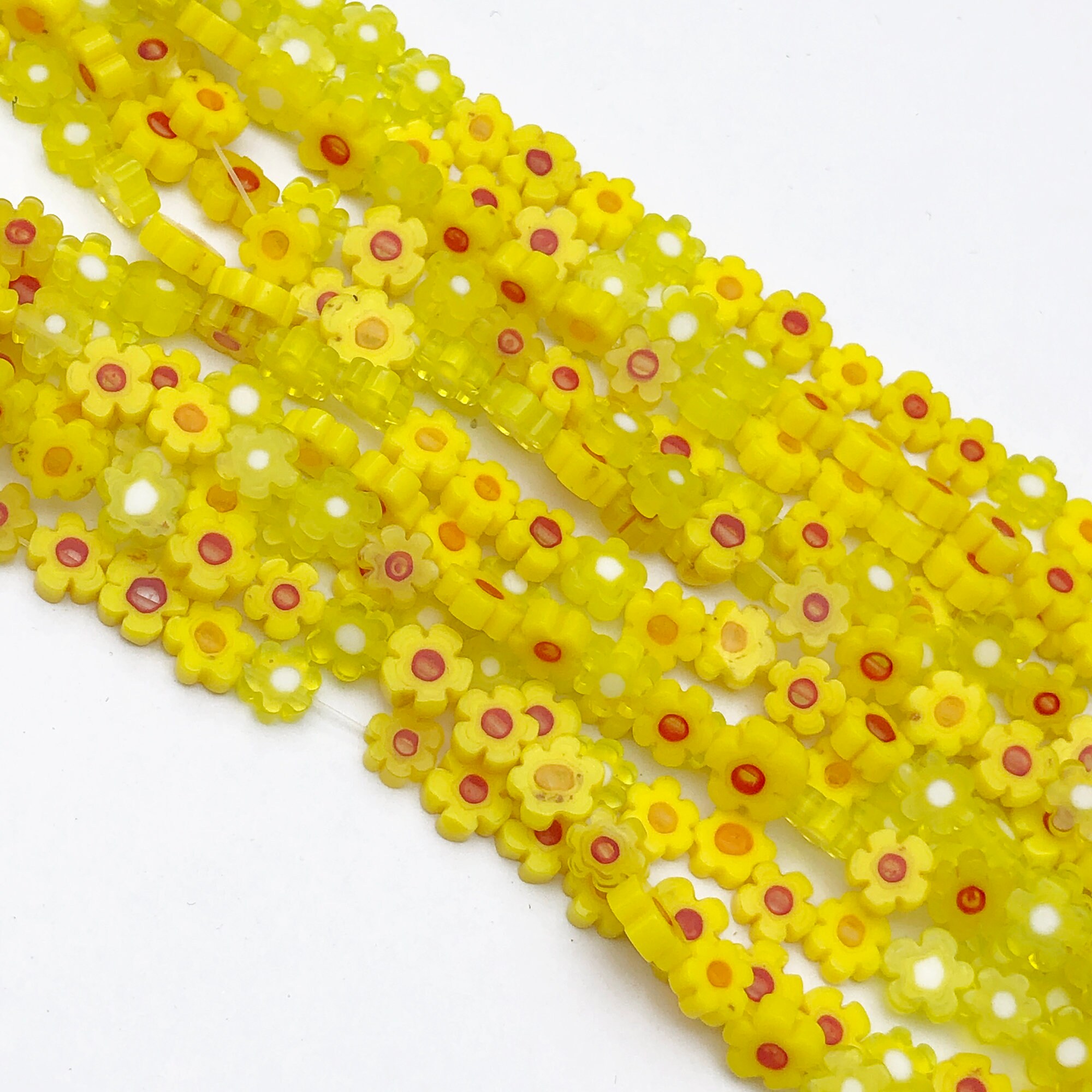8mm Yellow Millefiori Glass Beads Flower Beads Wholesale Etsy
