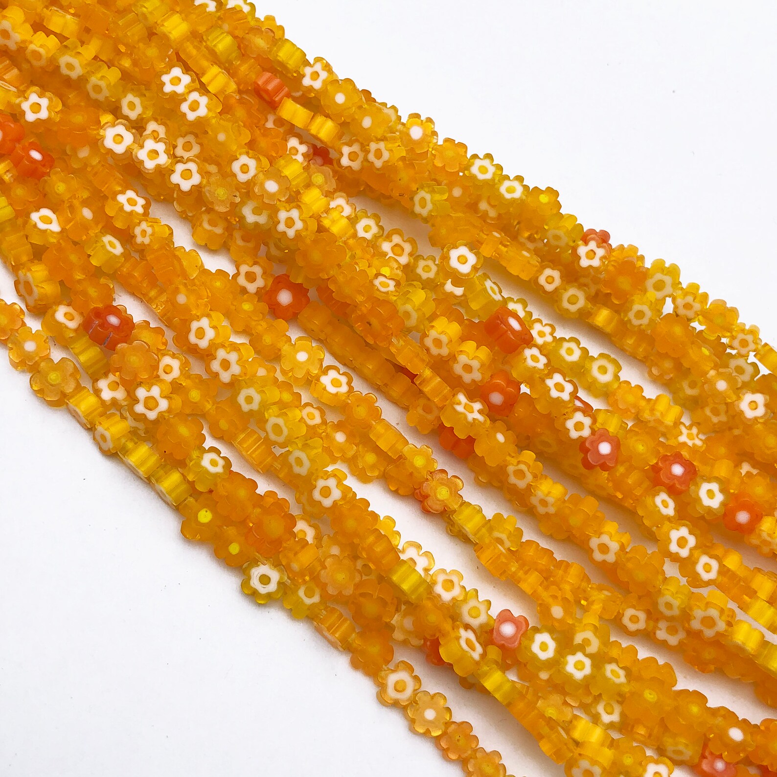 6mm Orange Millefiori Glass Beads Flower Beads Wholesale Etsy