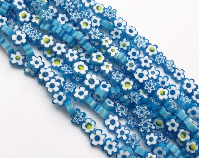 8mm Light Blue Millefiori Glass Beads Flower Beads wholesale Etsy