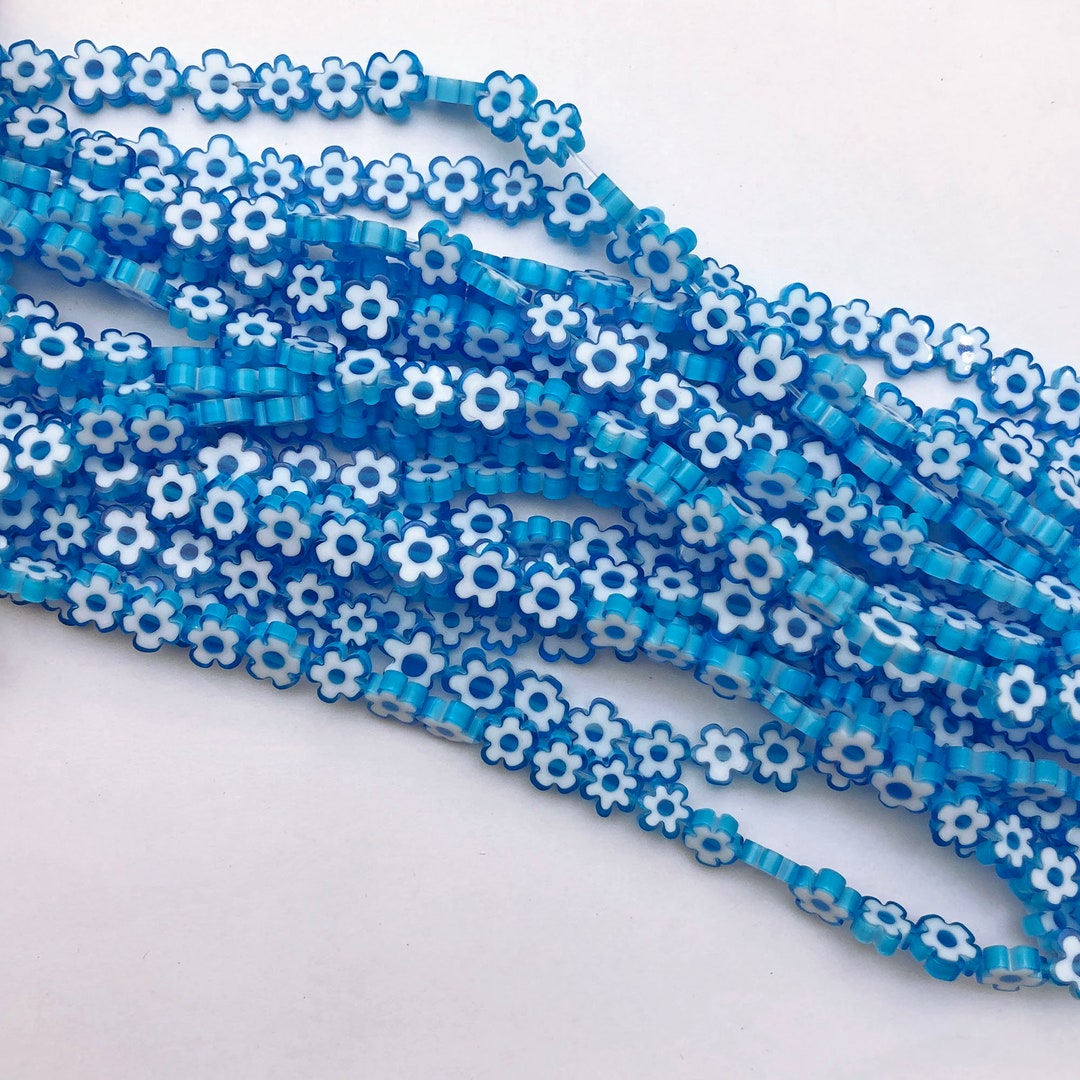 8mm Light Blue Millefiori Glass Beads Flower Beads wholesale Etsy
