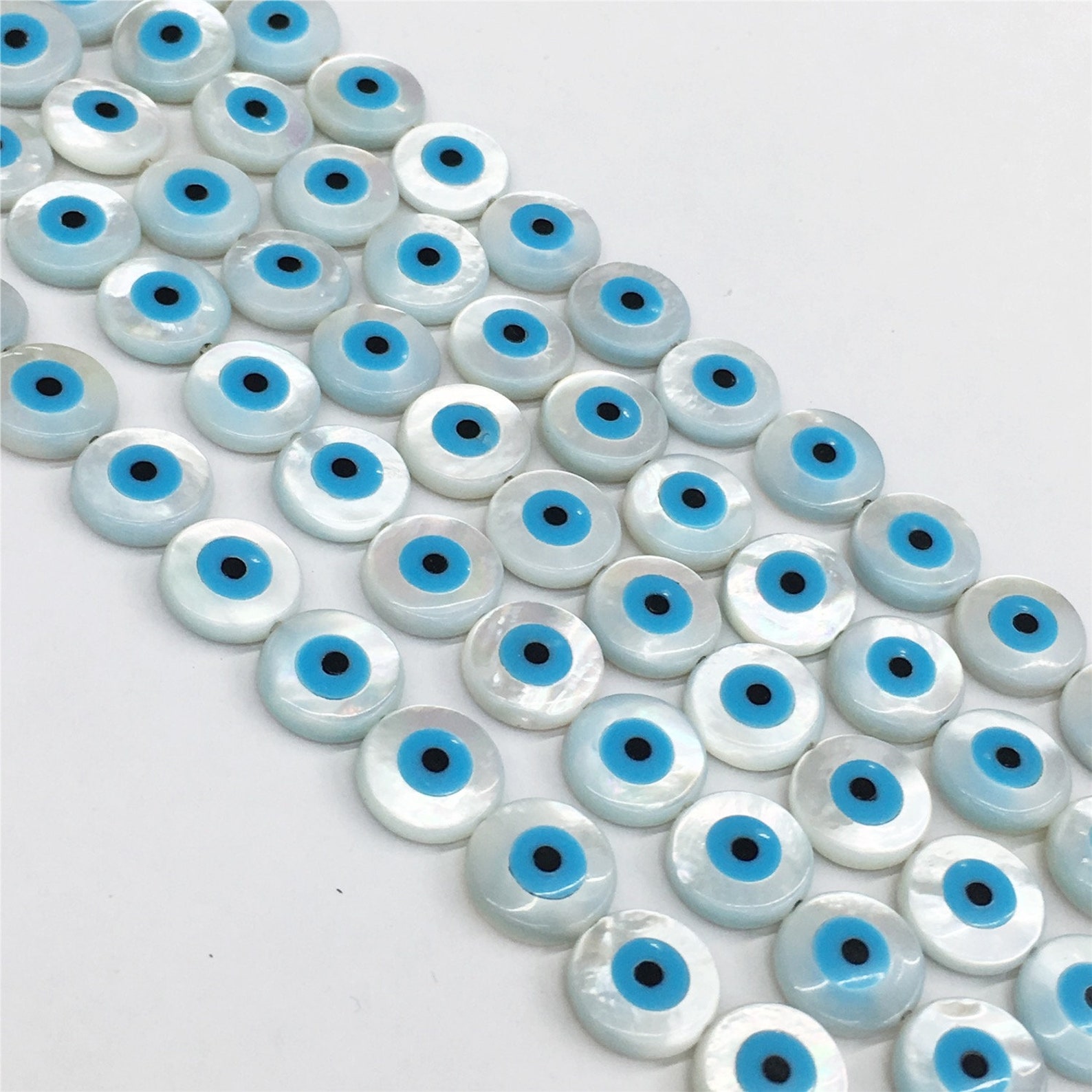 Bulk 10 Mother of Pearl Evil Eye Beads 6mm 8mm 10mm 12mm Evil Etsy