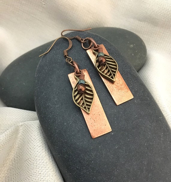 Copper plated earrings deals