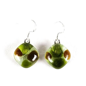 Recycled wine bottle sterling silver earrings/Upcycled green, brown, clear wine bottle earrings/Ecofriendly reclaimed glass earrings